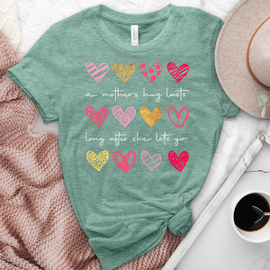 A Mothers Hug Pink Hearts Heathered Tee