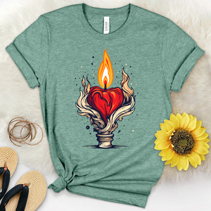 Candle With a Heart Shaped Flame Heathered Tee