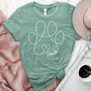 Faith Paw Print Heart Heathered Tee