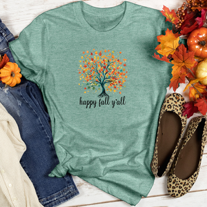 Retro Watercolor Fall Tree Heathered Tee