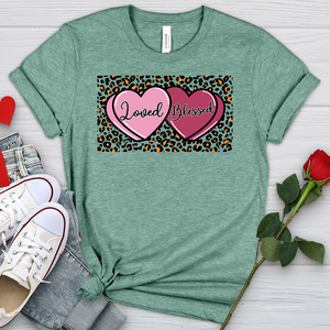 Loved Blessed Pink Hearts Heathered Tee