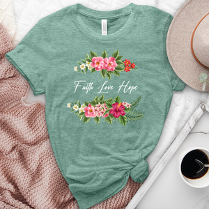 Faith Love Hope Flower Heathered Tee