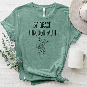 By Grace, Through Faith Flowers Heathered Tee