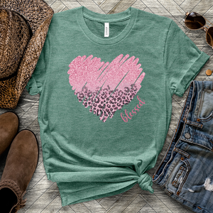 Sparkling Leopard Heart Heathered Tee