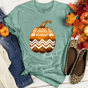 Thankful Gold Glitter Pumpkin Heathered Tee