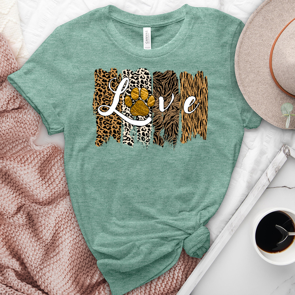 Leopard Love Paw Print Heathered Jersey Tee
