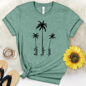 Faith Hope Love Palm Trio Heathered Tee