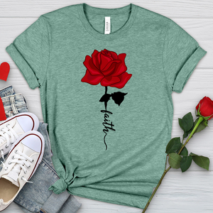 Red Faith Rose Heathered Tee