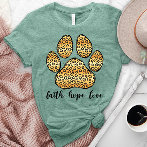 Bold Leopard Faith Paw Print Heathered Tee