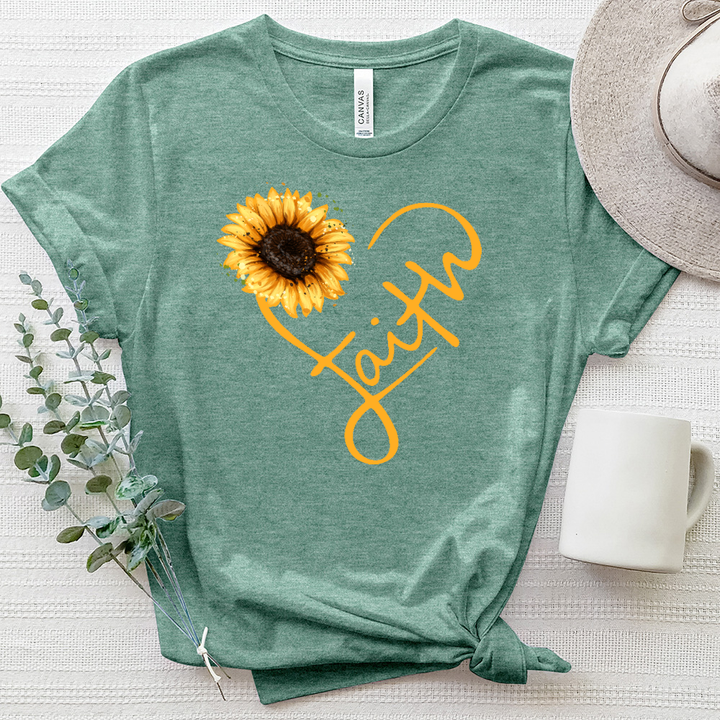 Faith Heart Sunflower Heathered Tee