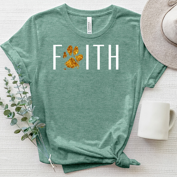Faith Letters Paw Print Heathered Tee