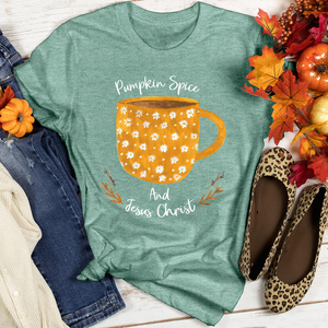 Pumpkin Spice and Jesus Christ Heathered Tee