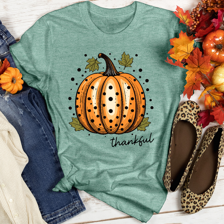 Thankful Spotted Pumpkin Heathered Tee
