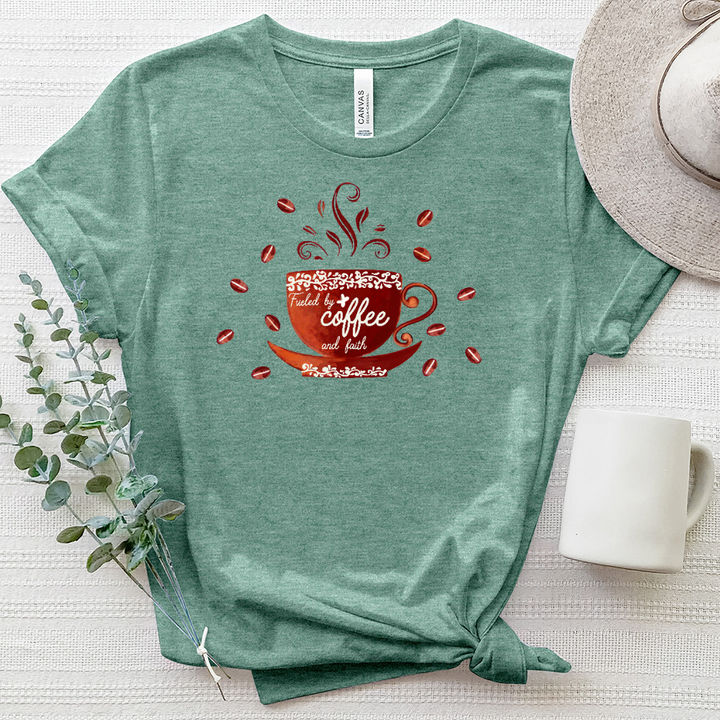 Fueled by Coffee and Faith Heathered Tee