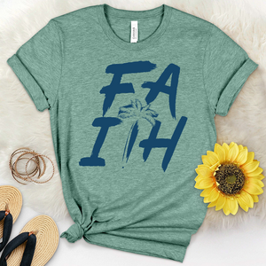 Faith Beach Print Heathered Tee