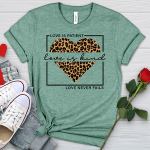 Love Leopard Heart Heathered Tee