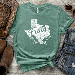 Faith Family Freedom Heathered Tee