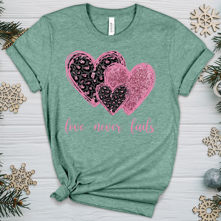 Love Never Fails V4 Heathered Tee