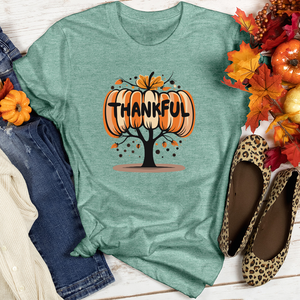 Thankful Pumpkin Tree Heathered Tee