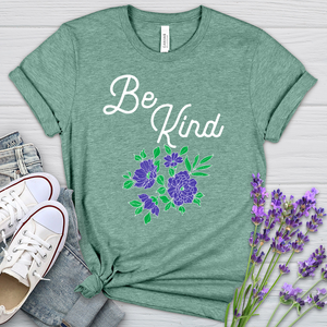 Be Kind Purple Flowers Heathered Tee