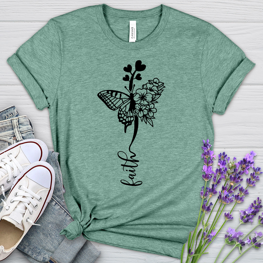 Faith Butterfly Hearts Heathered Tee