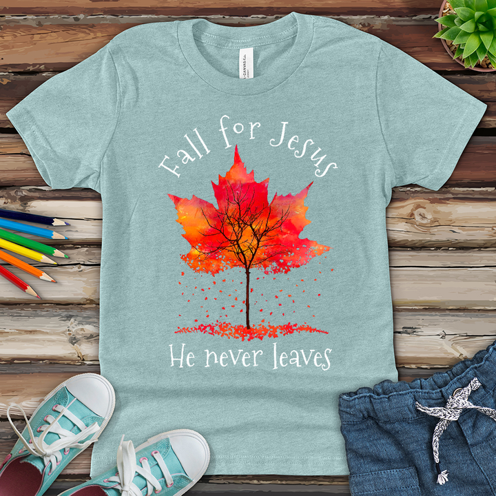 Fall For Jesus Falling Leaves Youth Heathered Tee