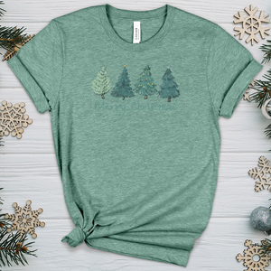 Merry Christmas Pine Trees Heathered Tee