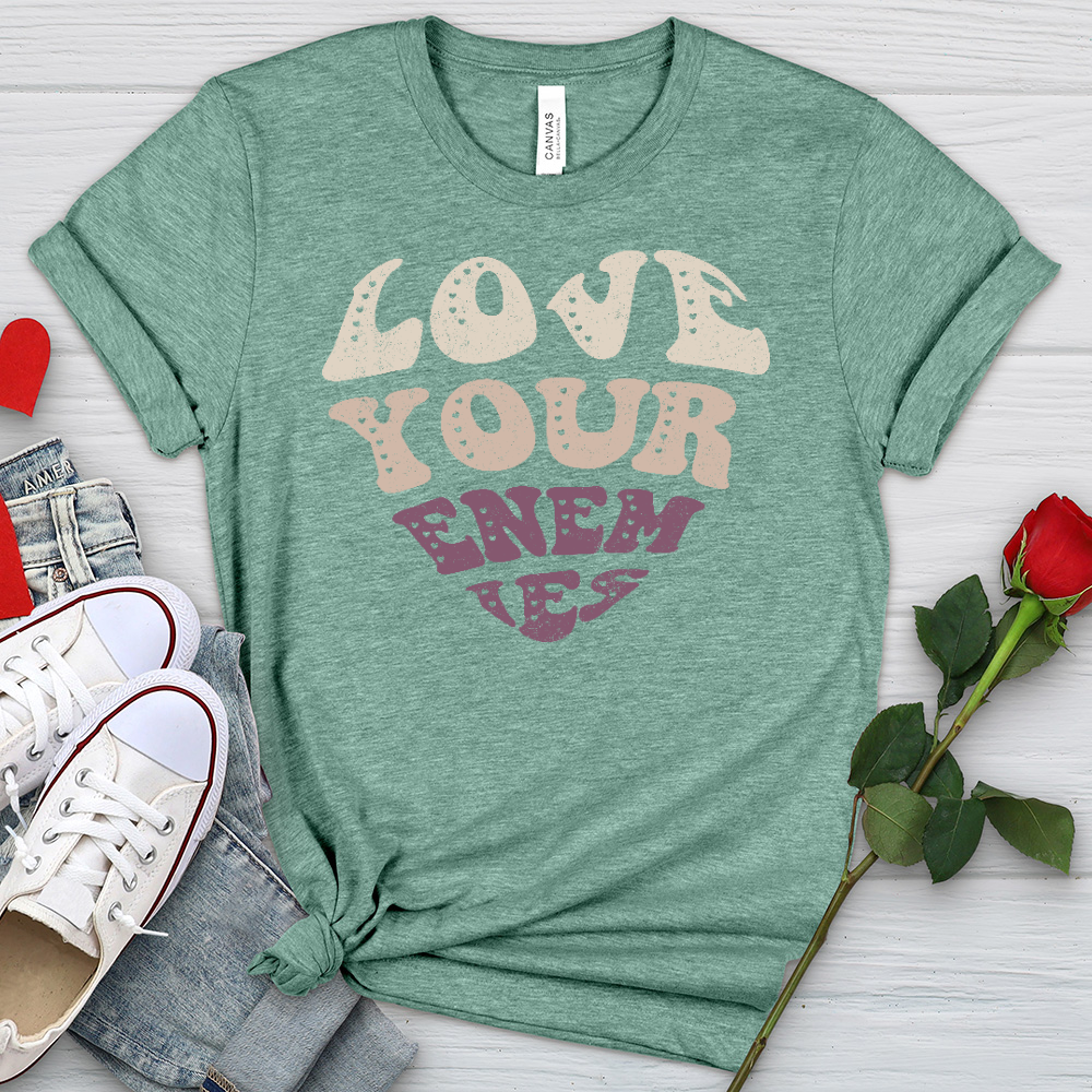 Love Your Enemies Retro Heathered Tee