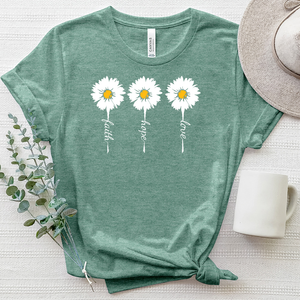 Faith Hope Love Retro Flower Heathered Tee