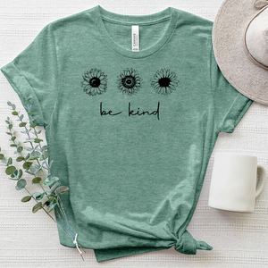 Be Kind Sunflower Pattern Heathered Tee