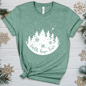 Snowy Faith Hope Love Heathered Tee