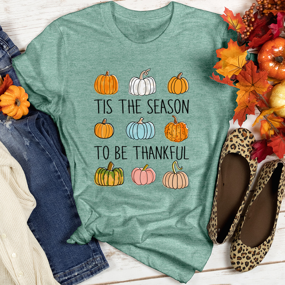 Tis The Season Pumpkins Heathered Tee