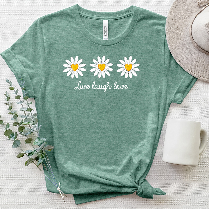 Live Laugh Love Daisy Heathered Tee