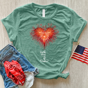 Fireworks Heart Heathered Tee