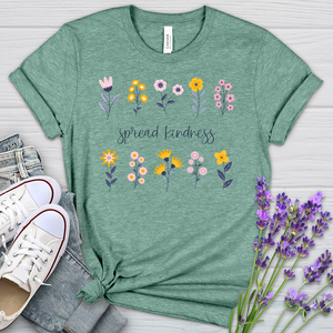 Spread Kindness Flower Pattern Heathered Tee