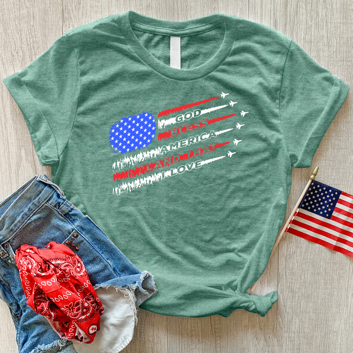 God Bless America Land That I Love Heathered Tee
