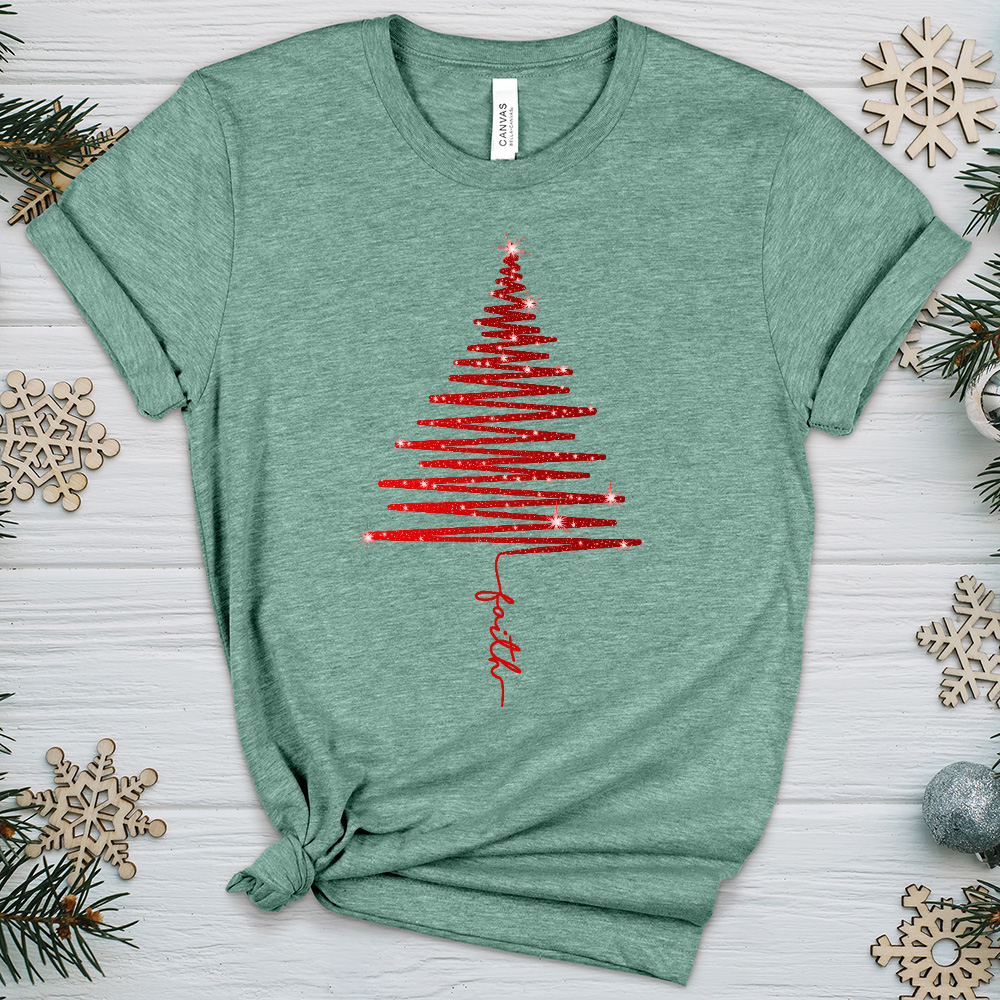 Gleaming Red Faith Tree Heathered Tee