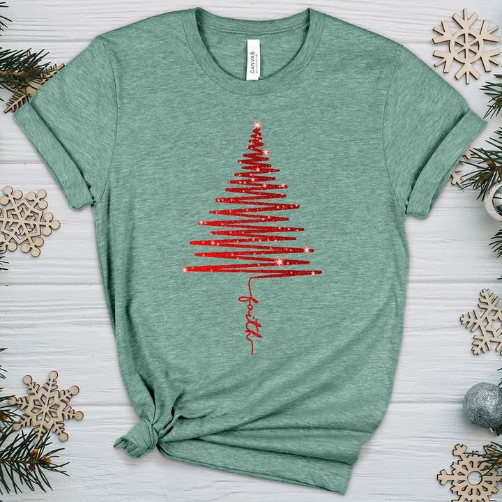 Gleaming Red Faith Tree Heathered Tee