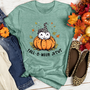 Retro Polka Dot Pumpkin Cozies Heathered Tee