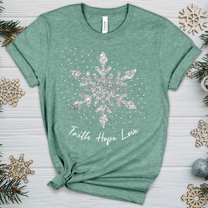 Faith Hope Love Silver Glitter Flake Heathered Tee