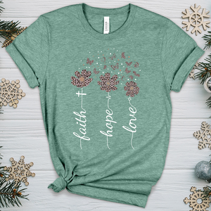 Faith Hope Love Floral V4 Heathered Tee