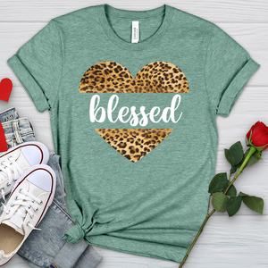 Blessed Leopard Heart Heathered Tee