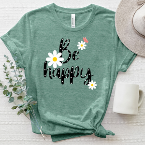 Be Happy Daisy Art Heathered Tee