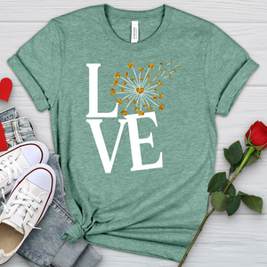 Love Gold Dandelion Hearts Heathered Tee