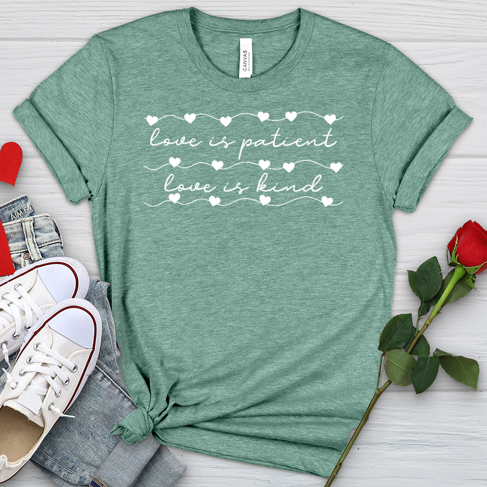 Love Is Patient Heart Strings Heathered Tee