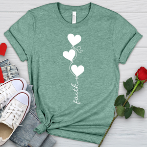 Faith Heart Balloons White Heathered Tee