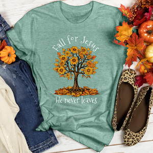 Sunflower Fall Leaves Tree Heathered Tee