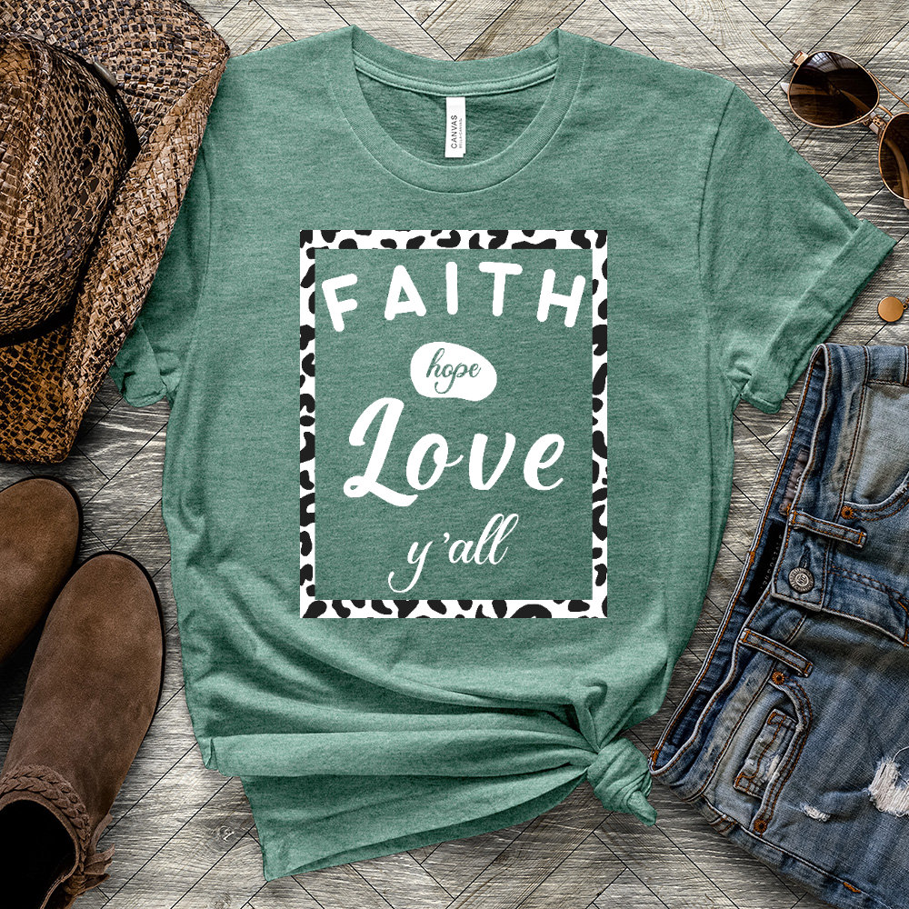 Faith Hope Love Y'all Heathered Tee