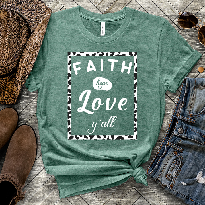 Faith Hope Love Y'all Heathered Tee