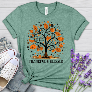 Thankful Halloween Spots Heathered Tee